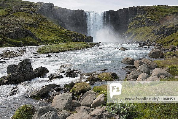 Wasserfall,  Gufufoss,  Fluß Fjardara,  Seydisfjördur,  Austurland,  Island,  Europa