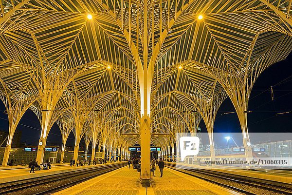 Ostbahnhof Lissabon bei Nacht  Parque das Nações  Lissabon  Portugal  Europa