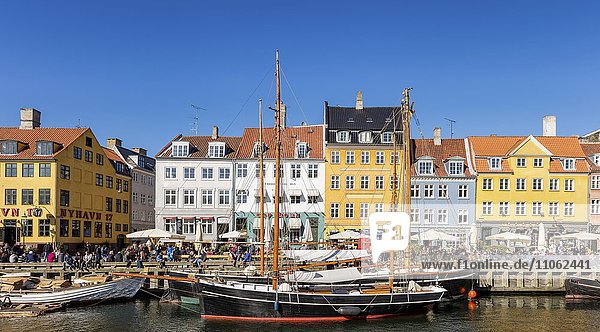 Segelboote im Nyhavn Kanal  Kopenhagen  Dänemark  Europa