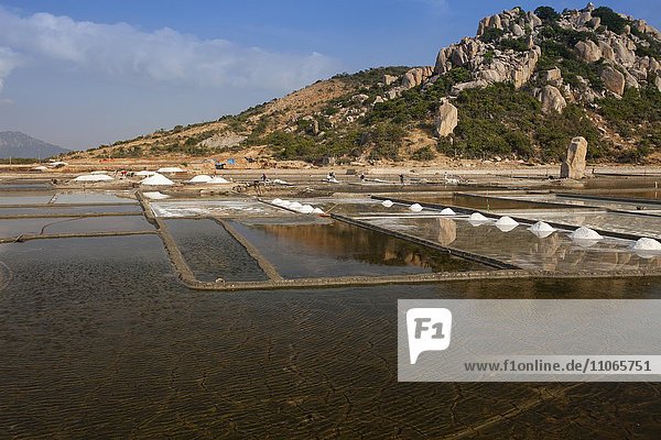 Salzfelder zur Salzgewinnung  Provinz Ninh Thuan  Vietnam  Asien