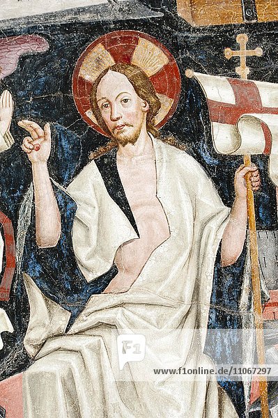 Gotisches Fresko  Auferstehung Christi  5. Kreuzgang  Dom  Brixen  Südtirol  Trentino-Alto Adige  Italien  Europa