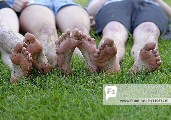 Dirty feet  barefoot in summer  Upper Bavaria  Bavaria  Germany  Europe