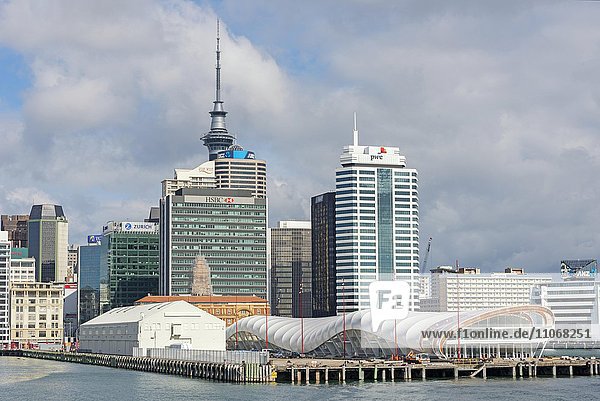 Fährterminal und Skyline von Auckland  Region Auckland  Nordinsel  Neuseeland  Ozeanien
