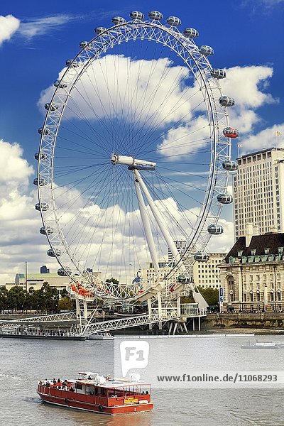 Millennium Wheel oder London Eye mit der Themse  London  England  Großbritannien  Europa