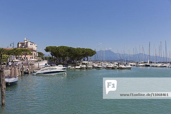 Uferpromenade mit Yachthafen  Desenzano del Garda  Lombardei  Italien  Europa