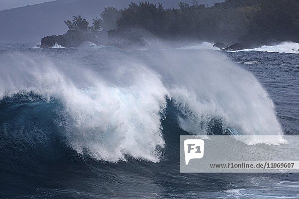 Meer  Welle  Gischt beim Strand Anse des Cascades bei Piton Sainte-Rose  La Réunion  Afrika