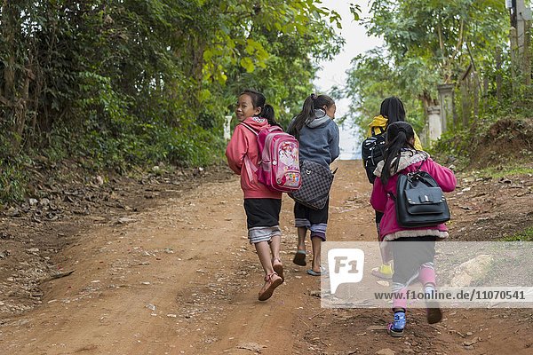 Pupils on the way to school  Luang Prabang  Laos  Asia