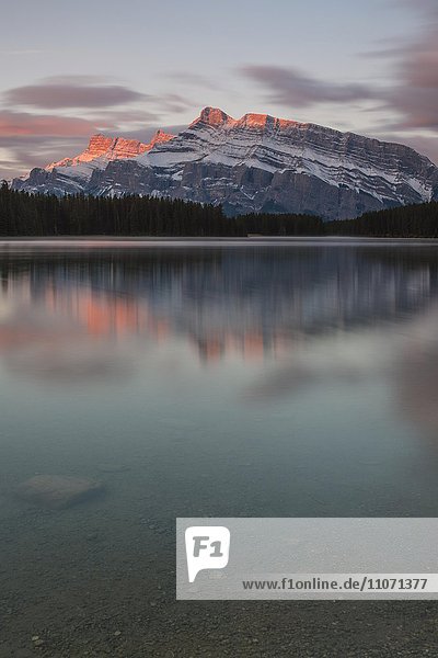 Two Jack Lake  Mount Rundle  Banff National Park  Canadian Rockies  Alberta Province  Canada  North America