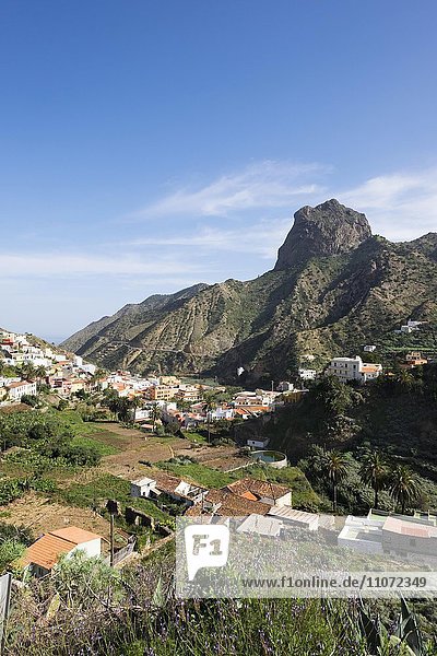 Vallehermoso with Roque Cano  La Gomera  Canary Islands  Spain  Europe