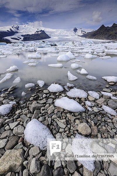 Ice in lagoon of glacial river  glacier Breidarlon  Iceland  Europe