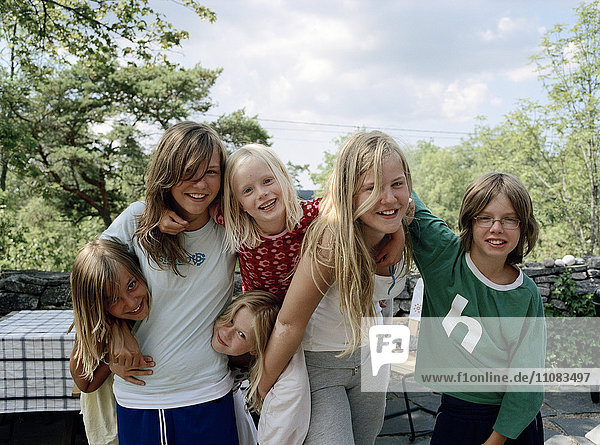 Portrait of happy friends