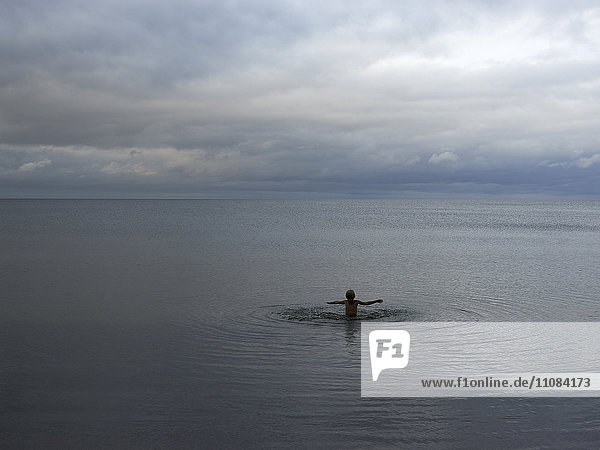 Boy bathing in sea  Gotland  Sweden