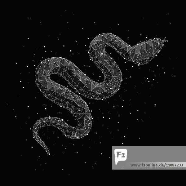 Zusammengesetztes Bild einer Konstellation  die eine Schlange vor schwarzem Hintergrund bildet.