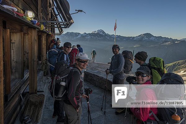 Switzerland  Mountaineers at Orny hut
