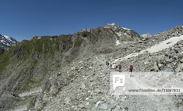 Switzerland  Maountaineers hiking near Chanrion hut