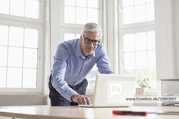 Mature businessman using laptop at office desk