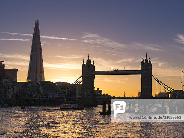 Tower Bridge and The Shard  London  England  Great Britain  Europe