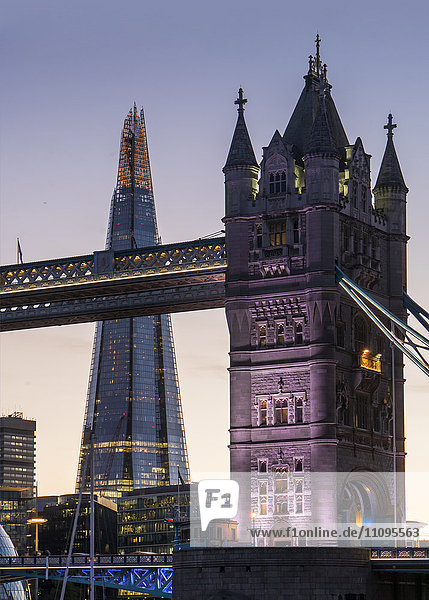 Tower Bridge and The Shard  London  England  Great Britain  Europe