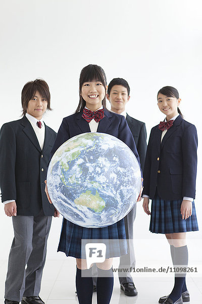 Four High School Students and Globe