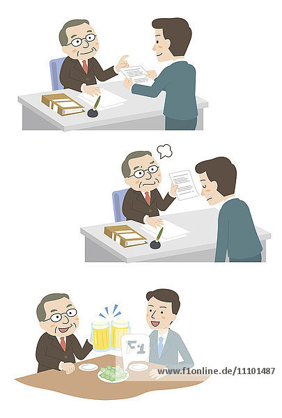 Illustration of businessman and his boss
