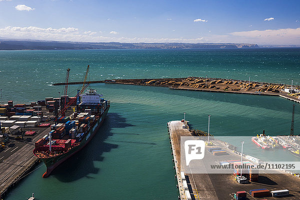 Frachtschiff im Hafen von Napier  Region Hawkes Bay  Nordinsel  Neuseeland  Pazifik