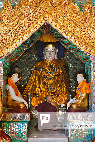 Shwedagon Pagoda  the most sacred Buddhist pagoda in Myanmar  Yangon (Rangoon)  Myanmar (Burma)  Asia