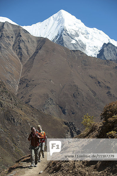 Trekking in the Juphal Valley in the remote region of Dolpa  Himalayas  Nepal  Asia