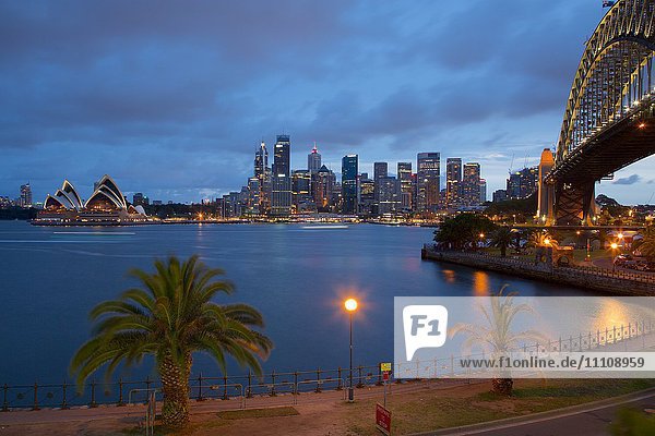Opera House and Harbour Bridge from North Sydney  Sydney  New South Wales  Australia  Oceania
