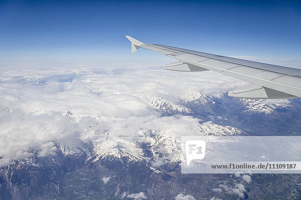 The Alps from a commercial flight  France  Europe