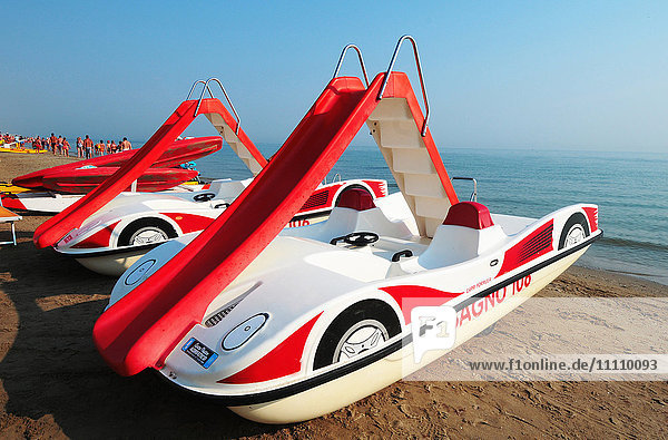 Europe   Italy   Emilia Romagna   Riccione   pedal boats on the beach