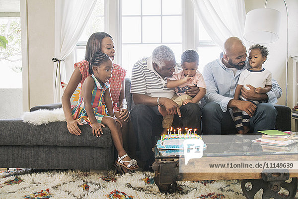 African American family celebrating birthday
