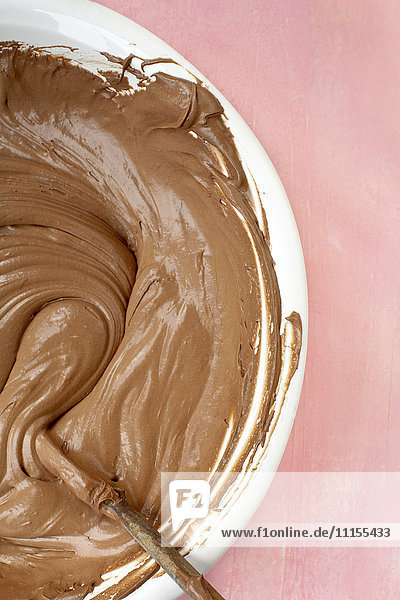 Close up of bowl of chocolate batter