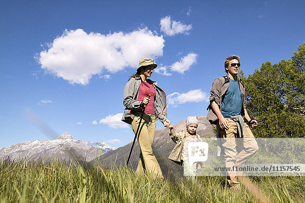 Happy family on a hiking trip