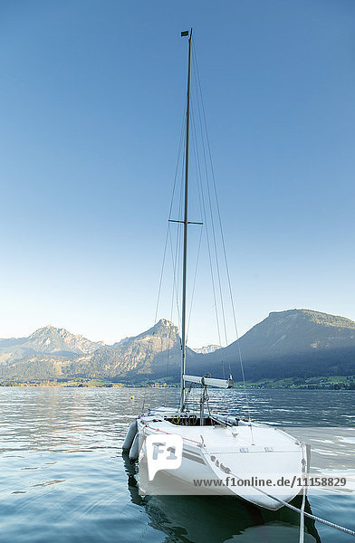 Austria  Sankt Wolfgang  moored sailing boat on lake