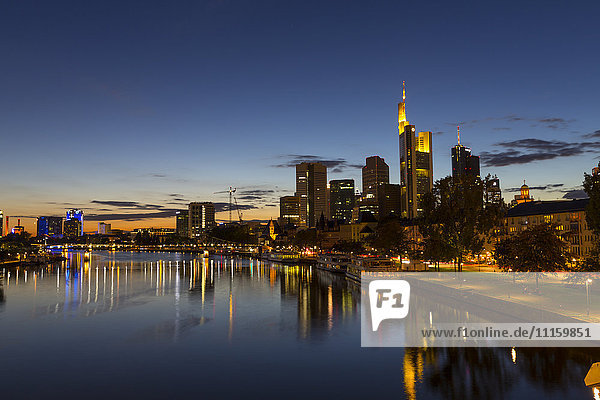 Germany  Hesse  Frankfurt  financial district in the evening