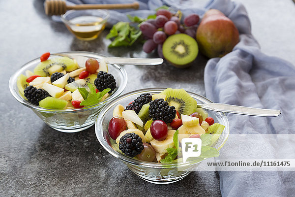 Fruit salad in bowls