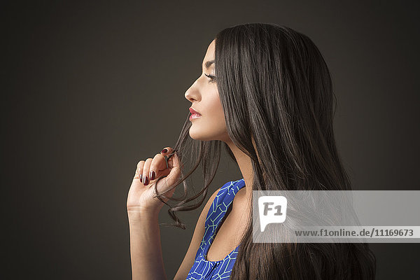 Profile of serious Mixed Race woman