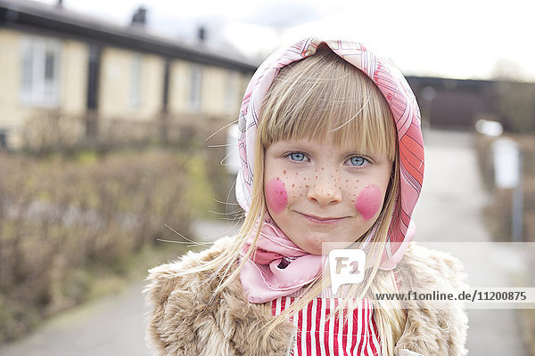 Portrait of girl dressed up as Easter witch