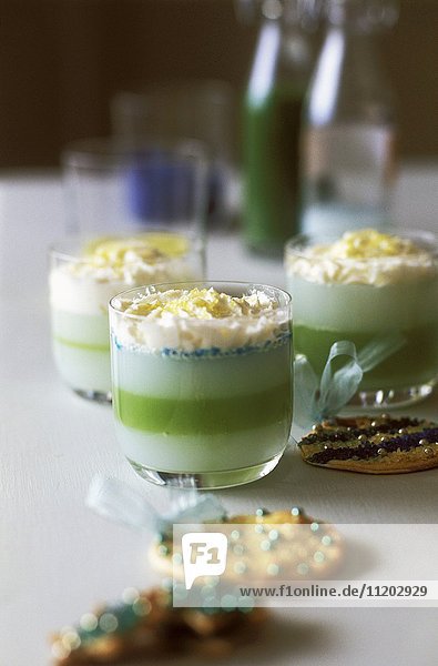 Cactus syrup jelly with whipped cream