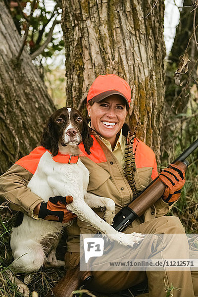Woman And Springer Spaniel Upland Bird Hunting