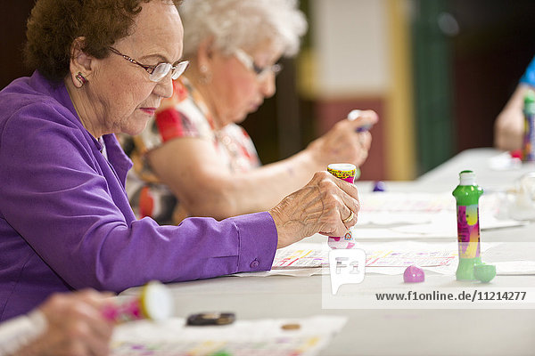 'Senior citizens playing bingo; Devon  Alberta  Canada'