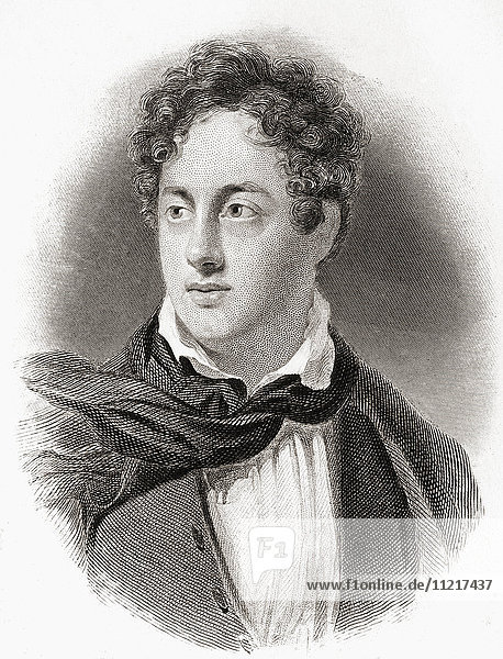 George Gordon Byron (später Noel)  6. Baron Byron  alias Lord Byron  1788 - 1824. Englischer Dichter schottischer Abstammung. Aus einem Druck des 19. Jahrhunderts.