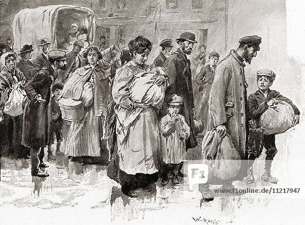 Neu angekommene Einwanderer in London  England  Ende des 19. Jahrhunderts. Aus Living London  veröffentlicht ca. 1901