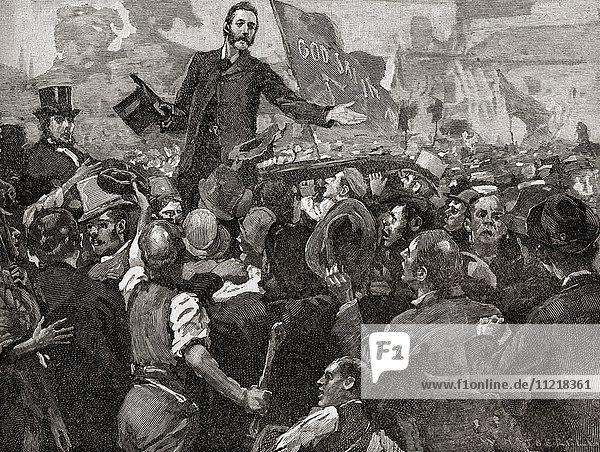 Charles Parnell spricht auf einer Versammlung gegen Mieten in Limerick  Irland  1879. Charles Stewart Parnell  1846 - 1891. Irischer nationalistischer Politiker. Aus der Jahrhundertausgabe von Cassell's History of England  veröffentlicht um 1900
