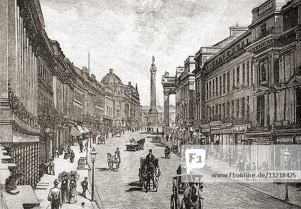 Earl Grey Street or Grey Street  Grainger Town  Newcastle upon Tyne  England in the 19th century. From The Century Edition of Cassell's History of England  published c. 1900