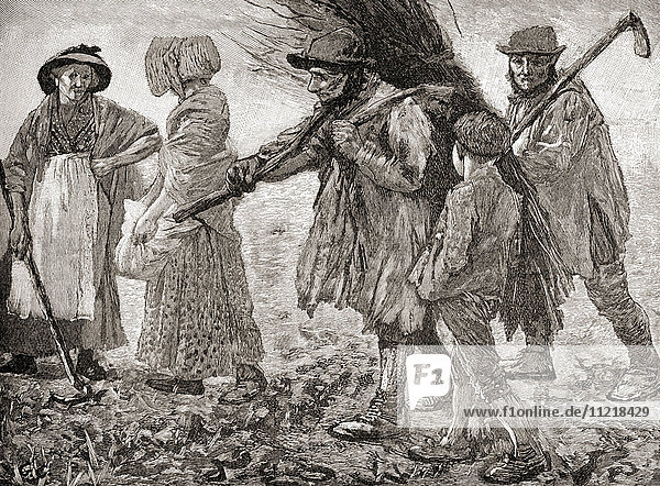 Landarbeiter zur Zeit des Poor Law Reform Act in England  1834. Aus der Jahrhundertausgabe von Cassell's History of England  veröffentlicht um 1900