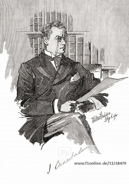 Joseph Chamberlain  1836 – 1914. British politician and statesman. Father of Neville Chamberlain  Prime Minister of England. From The Century Edition of Cassell's History of England  published c. 1900.