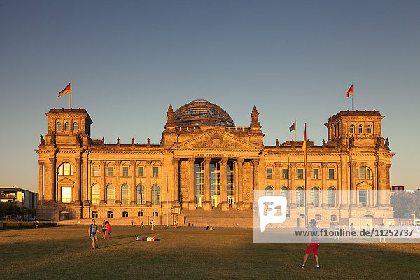 Reichstag Parliament Building at sunset  The Dome by architect Norman Foster  Mitte  Berlin  Germany  Europe