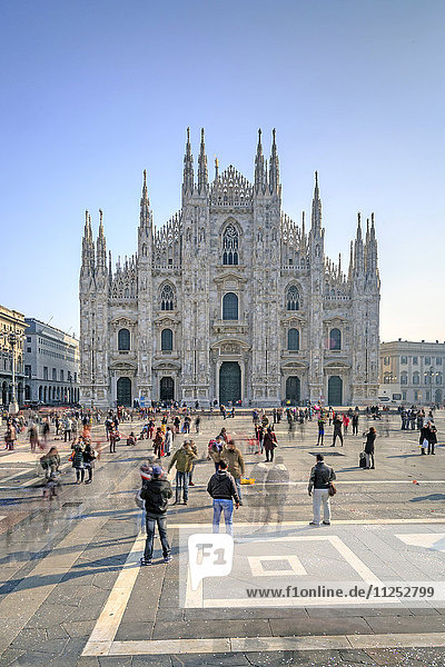 View of the square and the gothic Duomo  the icon of Milan  Milan  Lombardy  Italy  Europe