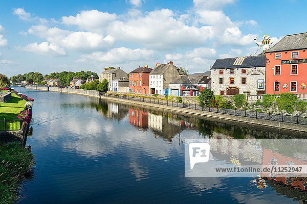 Homes line a canal in Kilkenny  County Kilkenny  Leinster  Republic of Ireland  Europe